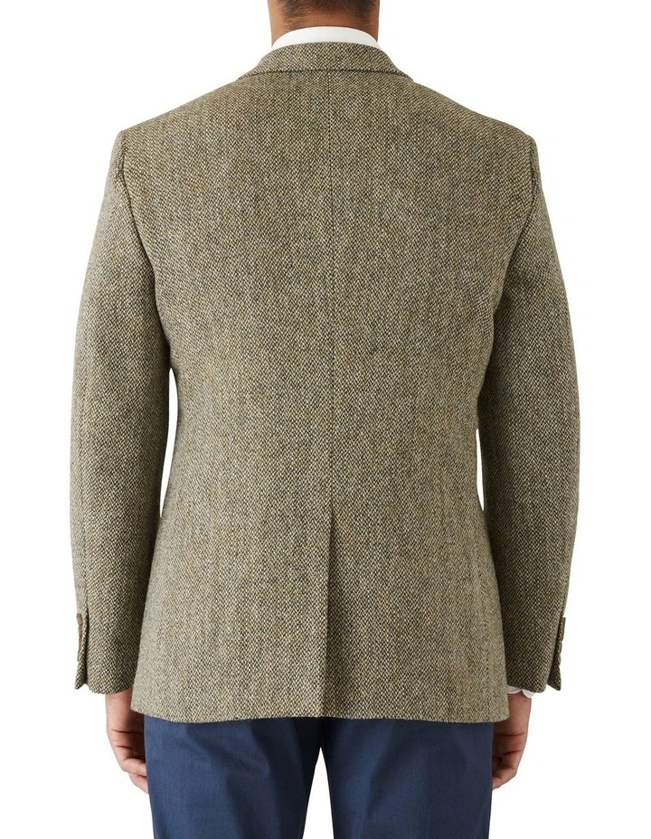 Cambridge Modern Fit Harris Tweed Signature Sports Jacket Khaki - Image 3