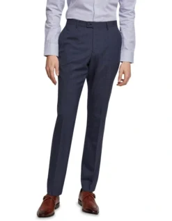 Oxford Hopkins Wool Stretch Check Trousers In Navy