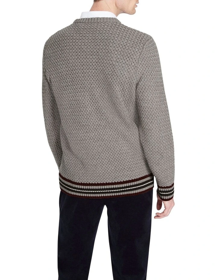 Benson Crew Neck Knit In Grey Marle - Image 3