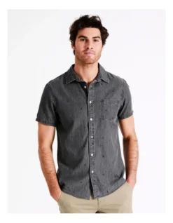 Kai Convo Print Short Sleeve Shirt In Black
