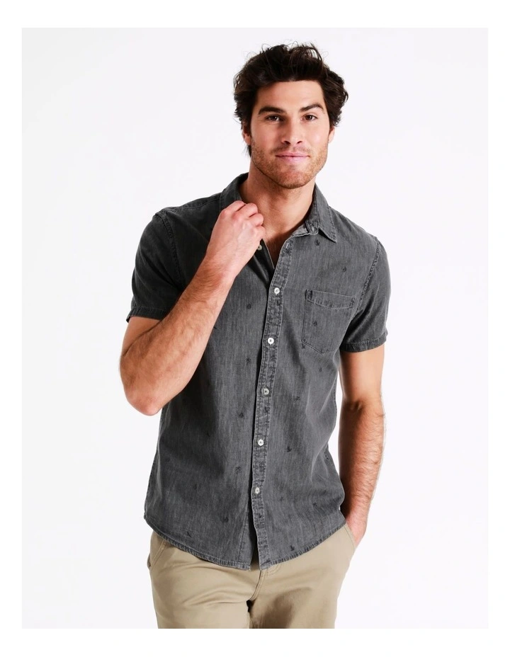 Kai Convo Print Short Sleeve Shirt In Black - Image 3