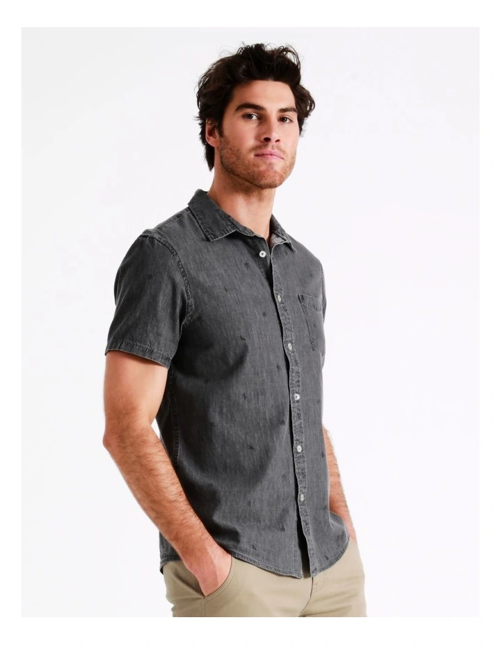 Kai Convo Print Short Sleeve Shirt In Black - Image 5