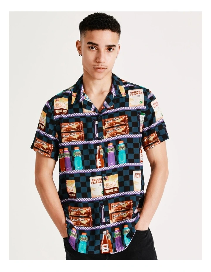 Shoplift Print Short Sleeve Rayon Shirt In Assorted