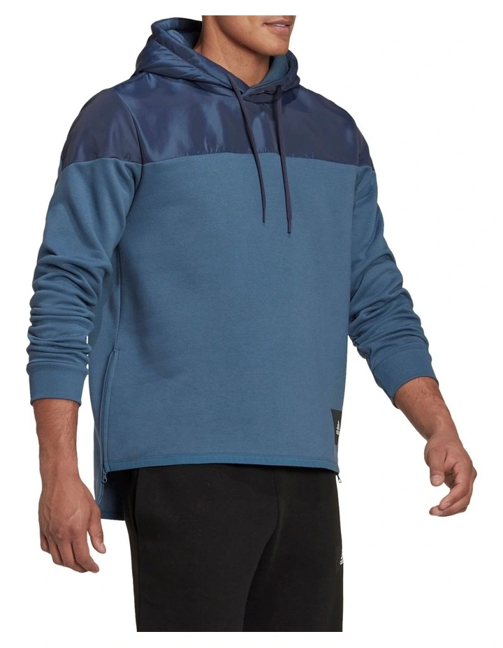 ADIDAS Fleece Woven Hoodie In Blue - Image 3