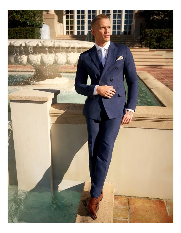 Calvin Klein Slim Double Breasted Puppytooth Suit Jacket In Navy - Image 2