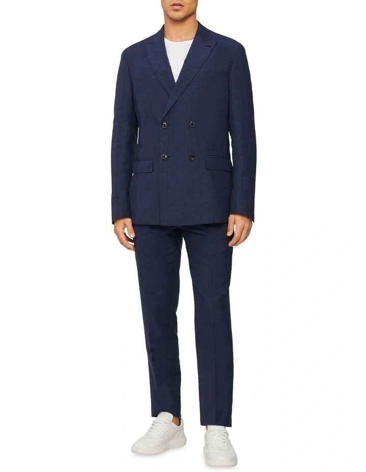 Calvin Klein Slim Double Breasted Puppytooth Suit Jacket In Navy - Image 3