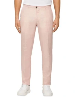 Calvin Klein X-Slim Plain Linen Suit Pant In Pink