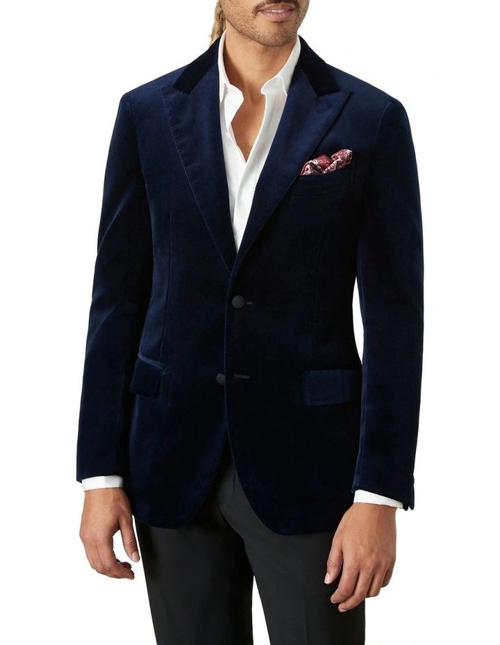 Matera Velvet Jacket In Navy - Image 2
