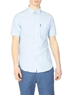 Ben Sherman Signature Organic Oxford Short Sleeve Shirt In Blue