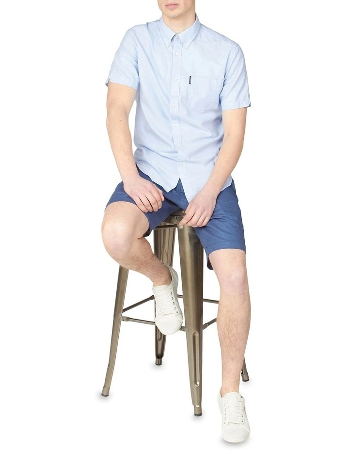 Ben Sherman Signature Organic Oxford Short Sleeve Shirt In Blue - Image 5