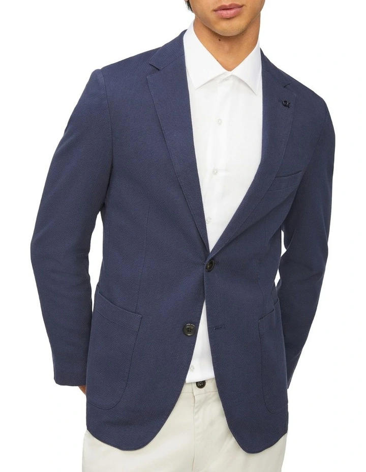 Calvin Klein Textured Blazer In Navy