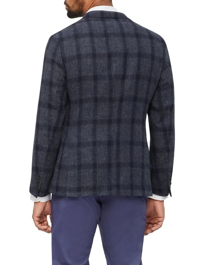 Large Window Pane Blazer In Navy - Image 2