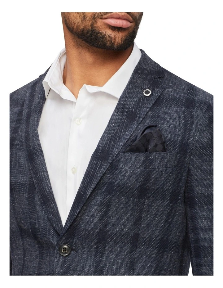 Large Window Pane Blazer In Navy - Image 3