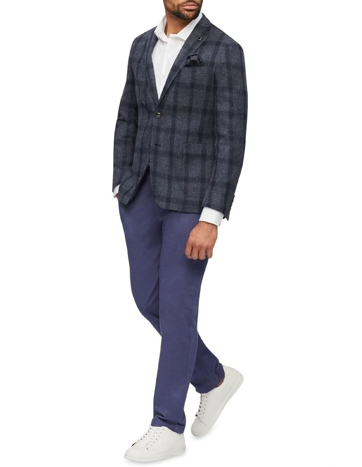 Large Window Pane Blazer In Navy - Image 4