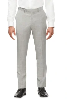 Slim Window Pane Suit Pant In Light Grey
