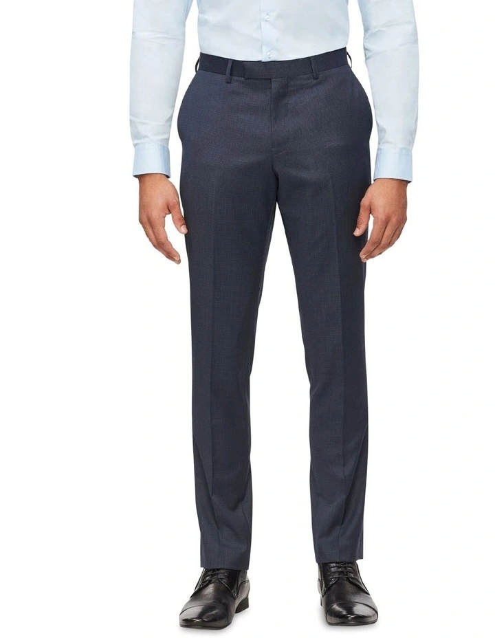 Slim Micro Check Suit Pant In Navy