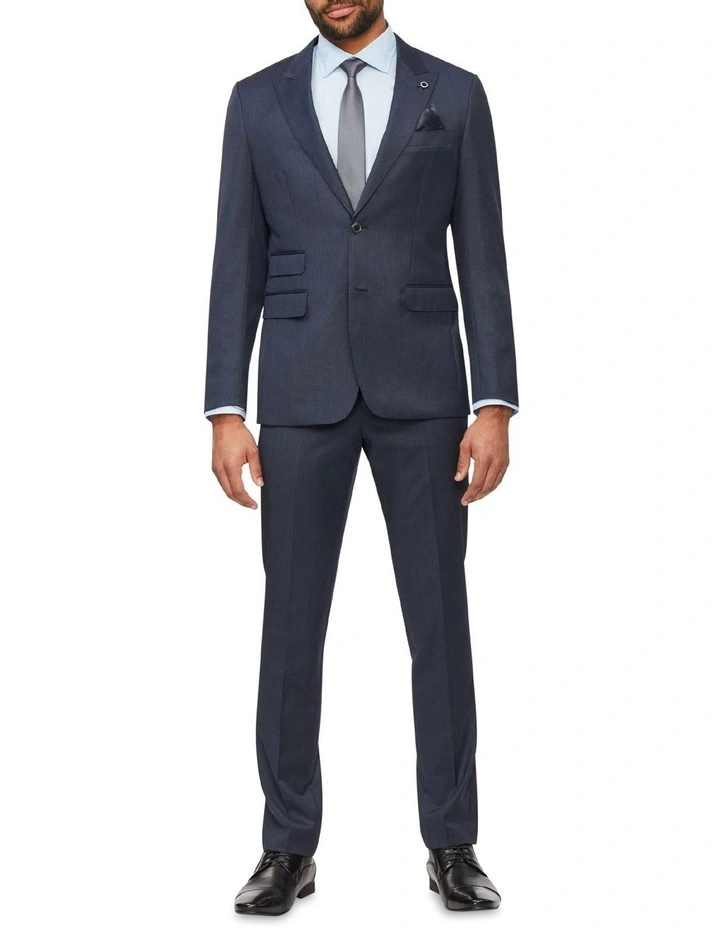 Slim Micro Check Suit Pant In Navy - Image 4