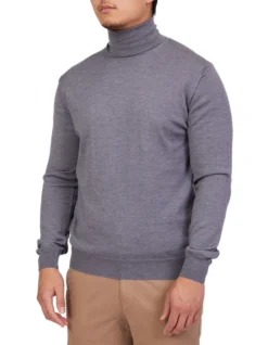 Merino Roll Neck In Grey