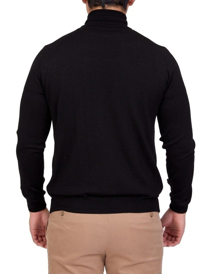 Merino Roll Neck In Black - Image 2