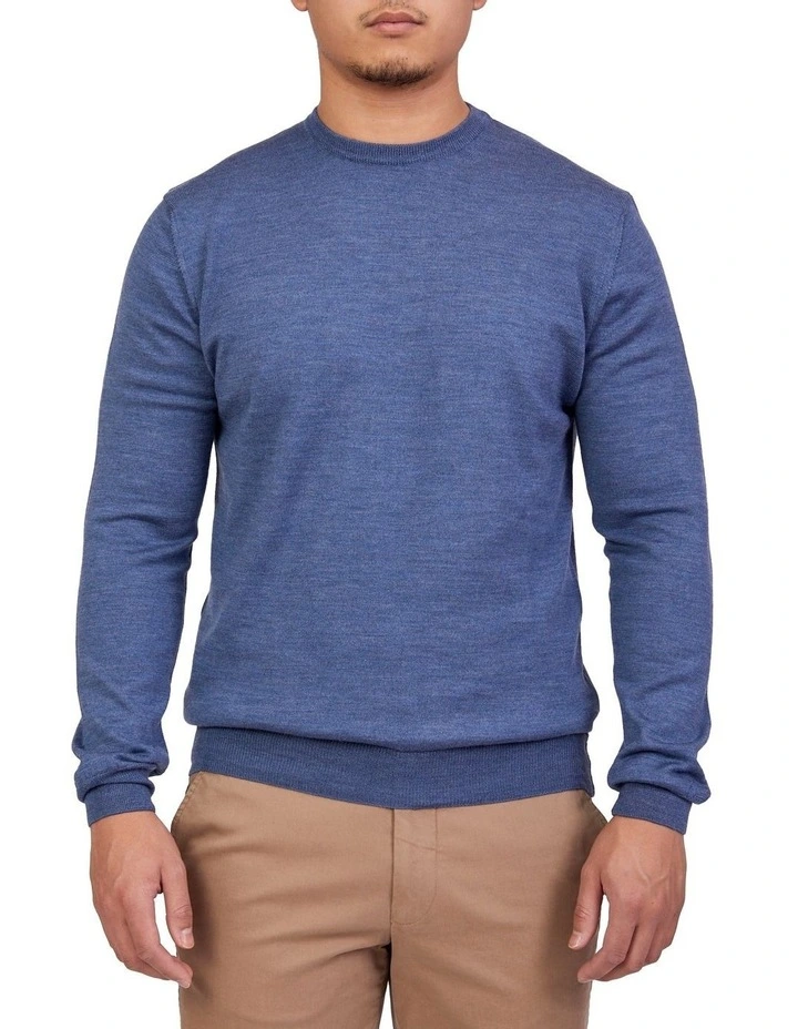 Merino Crew Neck In Mid Blue