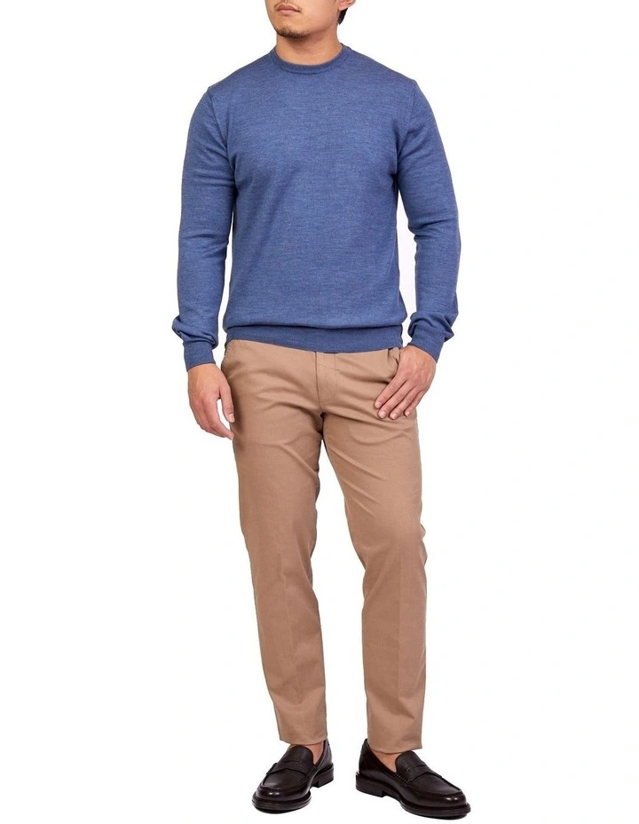 Merino Crew Neck In Mid Blue - Image 3