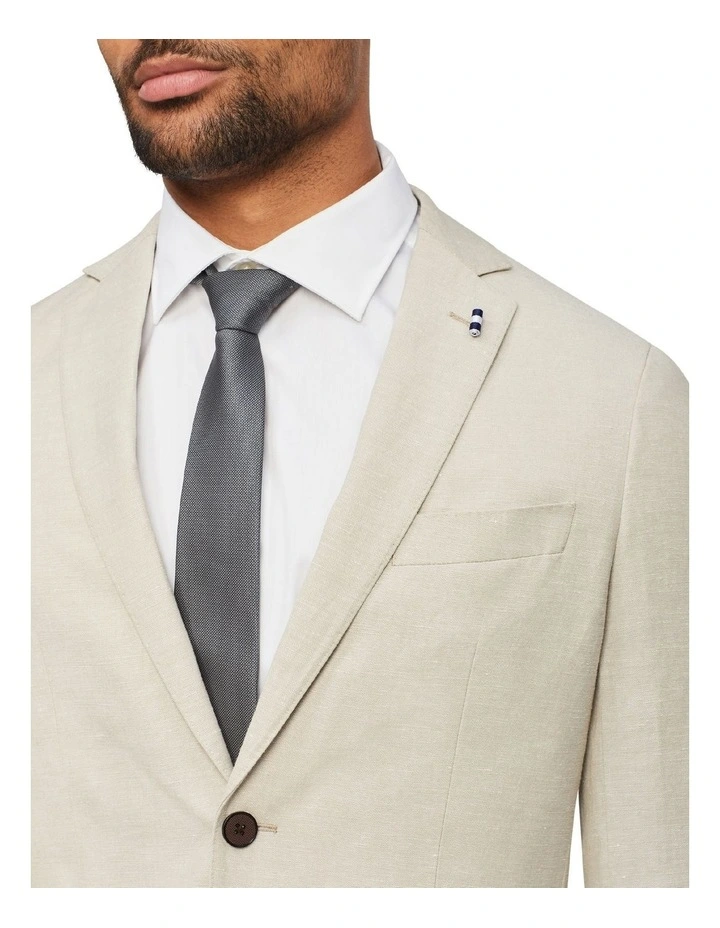 Van Heusen Slim Plain Linen Suit Jacket In Ecru - Image 3