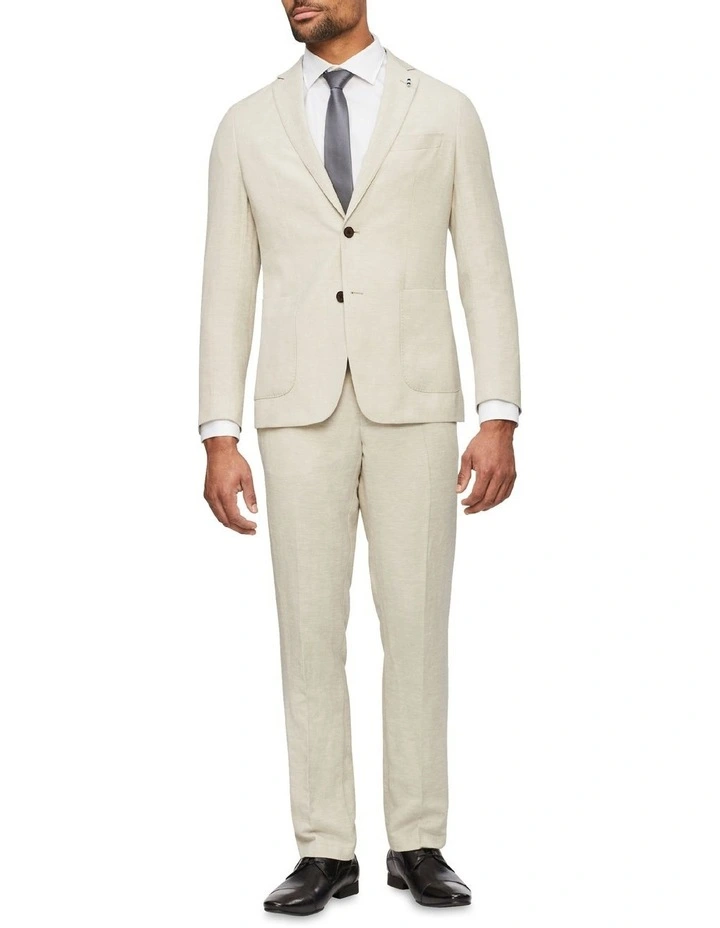Van Heusen Slim Plain Linen Suit Jacket In Ecru - Image 4