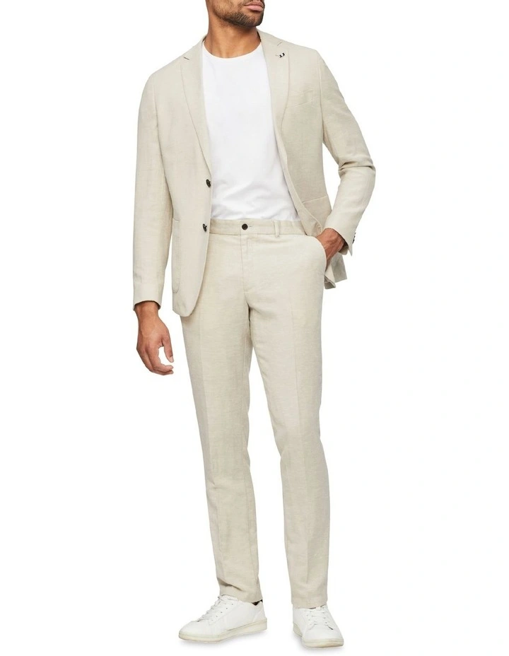 Van Heusen Slim Plain Linen Suit Jacket In Ecru - Image 5