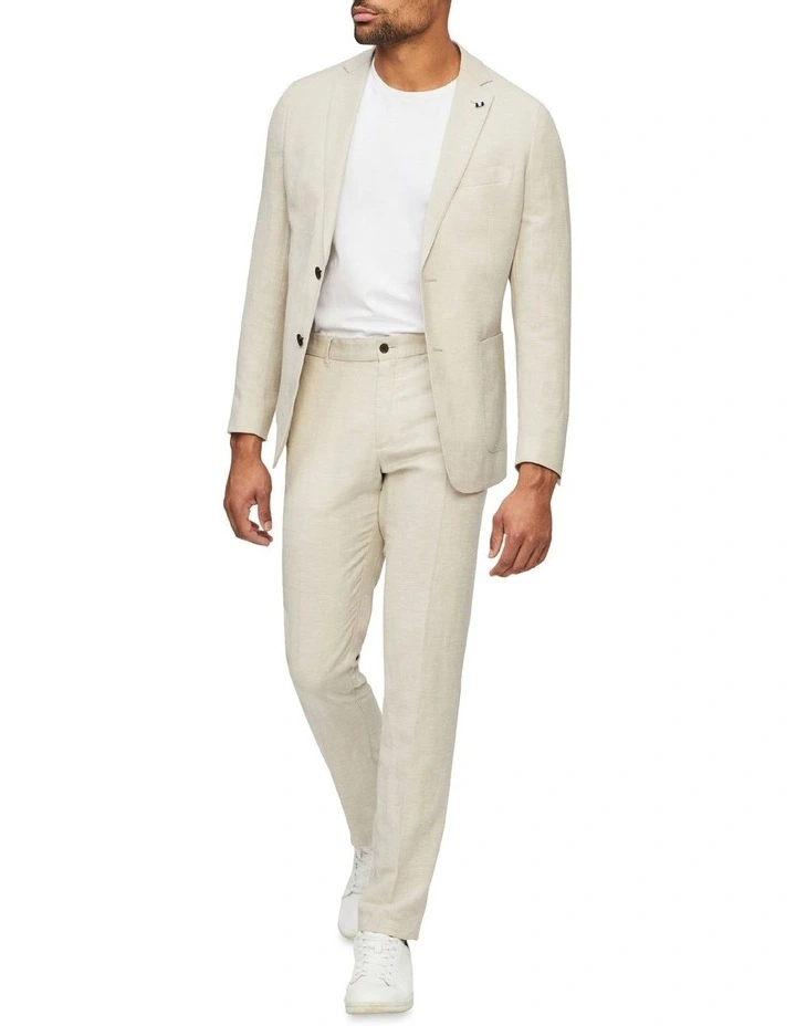 Van Heusen Slim Plain Linen Suit Jacket In Ecru - Image 6