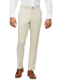 Van Heusen Slim Plain Linen Suit Pant In Ecru