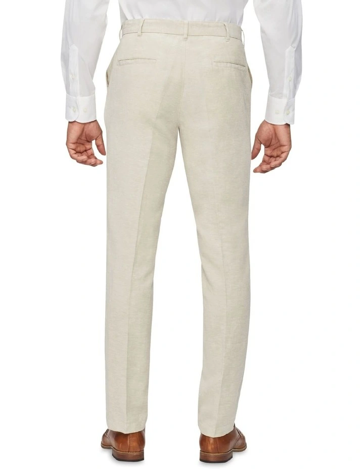 Van Heusen Slim Plain Linen Suit Pant In Ecru - Image 2