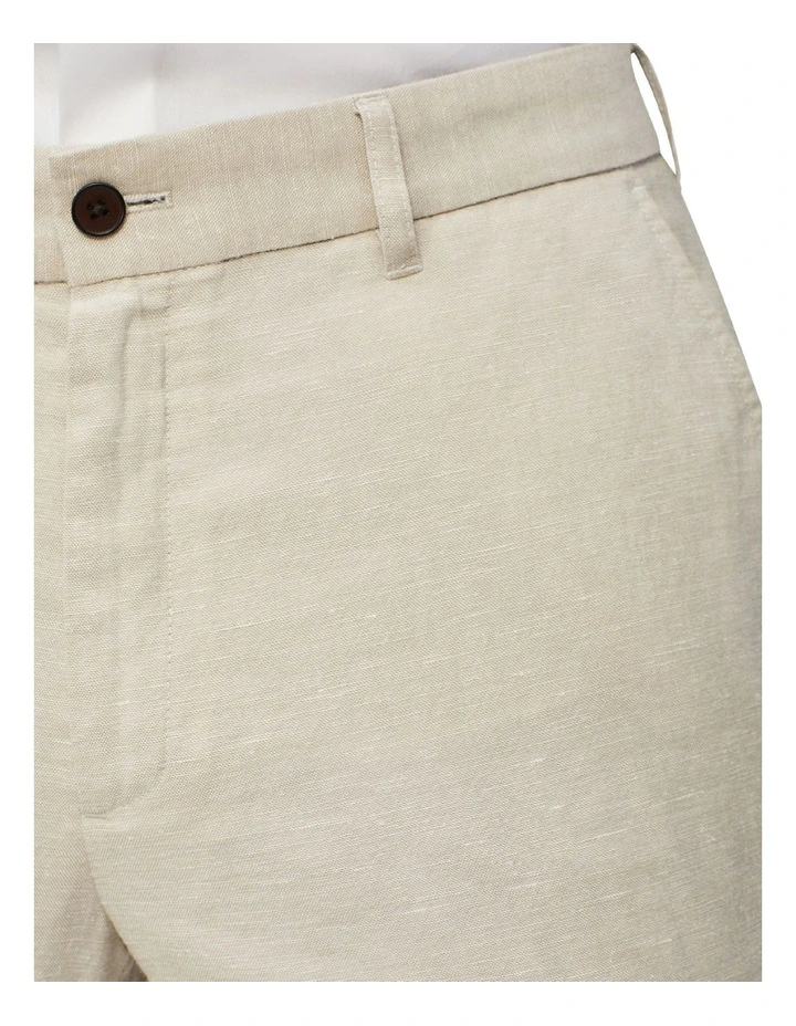 Van Heusen Slim Plain Linen Suit Pant In Ecru - Image 3