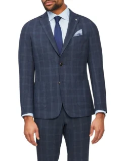 Van Heusen Slim Double Side Check Suit Jacket In Vintage Blue