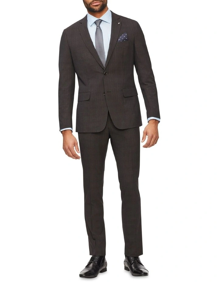 Van Heusen Slim Prince Of Wales Check Suit Jacket In Brown - Image 2