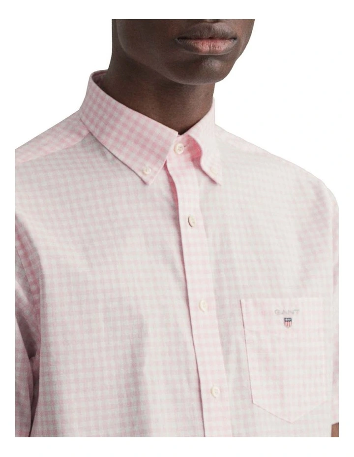 Gant Regular Gingham Short Sleeve Shirt In California Pink - Image 3