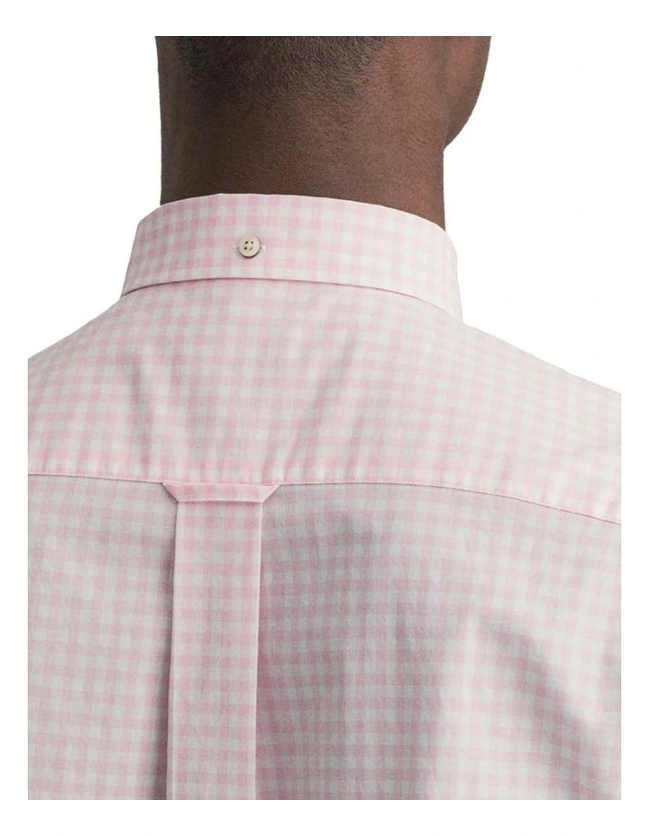Gant Regular Gingham Short Sleeve Shirt In California Pink - Image 4