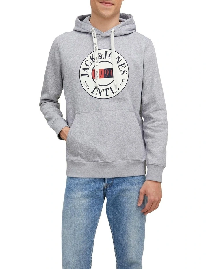 Jack & Jones International Sweat Hoodie In Light Grey Melange