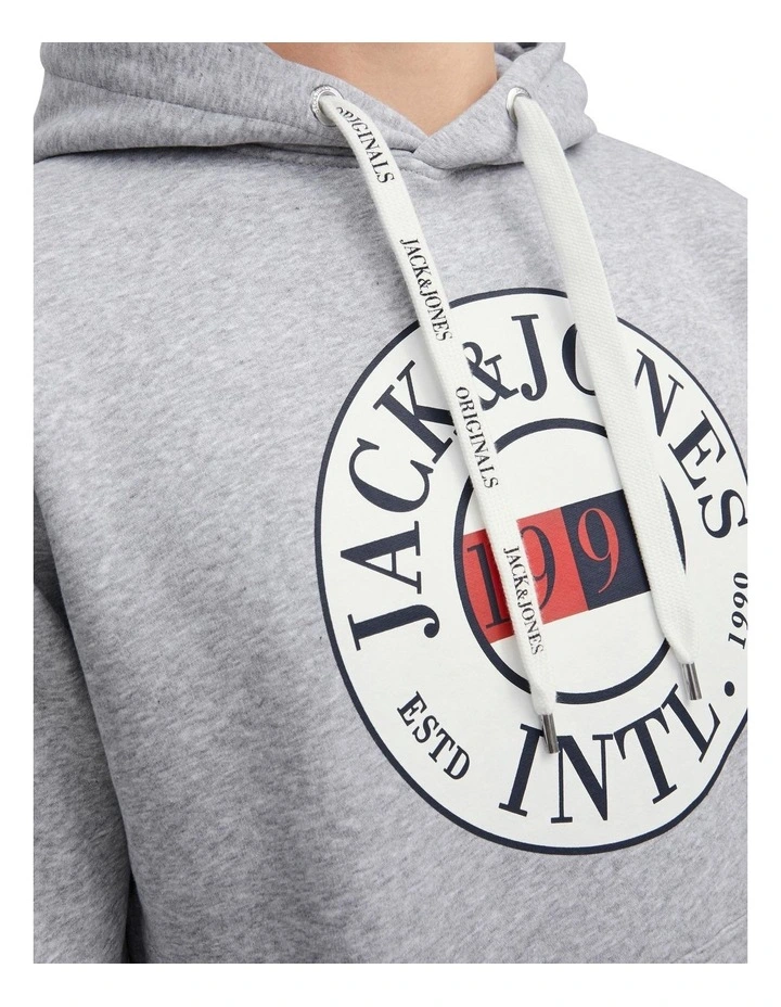 Jack & Jones International Sweat Hoodie In Light Grey Melange - Image 4