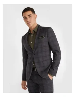 Princeton Check Blazer In Charcoal