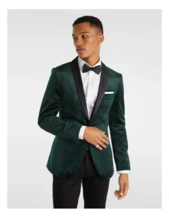 Luciano Velvet Blazer In Green
