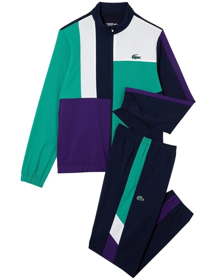 Lacoste Team Leader Poly Tracksuit Navy/Green - Image 6