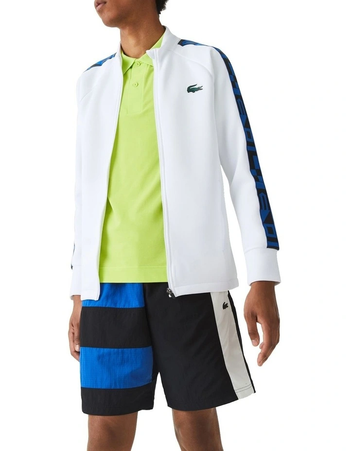 Lacoste Team Leader On Court Midlayer Jacket In White - Image 3
