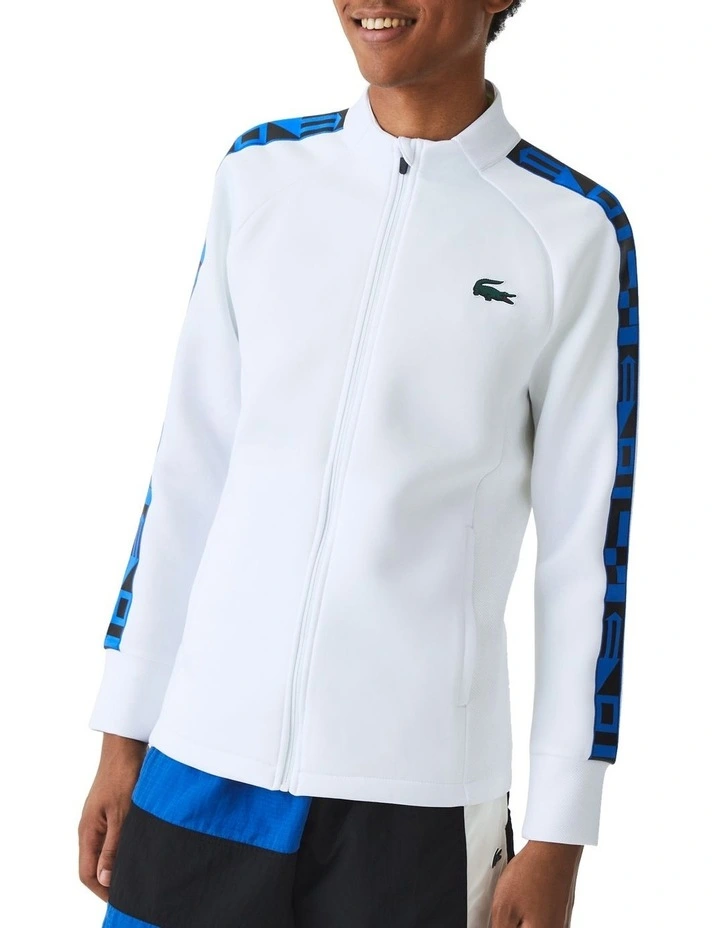 Lacoste Team Leader On Court Midlayer Jacket In White - Image 4