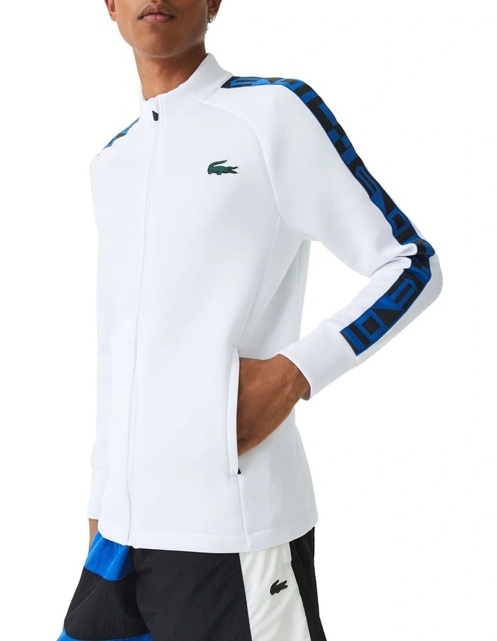 Lacoste Team Leader On Court Midlayer Jacket In White - Image 5