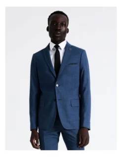 Slim Puppytooth Suit Jacket In Blue