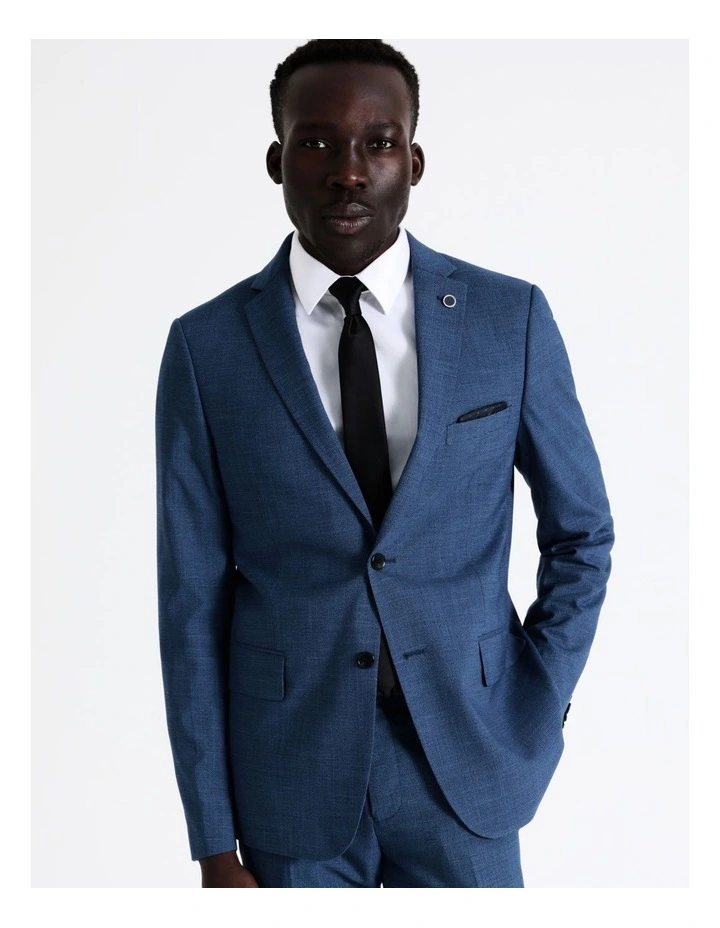 Slim Puppytooth Suit Jacket In Blue - Image 3