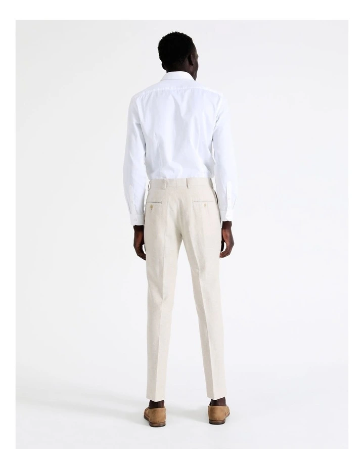 Slim Plain Linen Blend Suit Pant In Ecru - Image 7