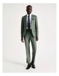 Slim Marle Herringbone Suit Pant In Olive