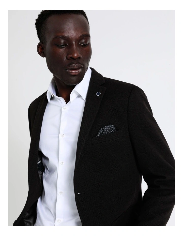 Pique Knit Blazer In Black - Image 5