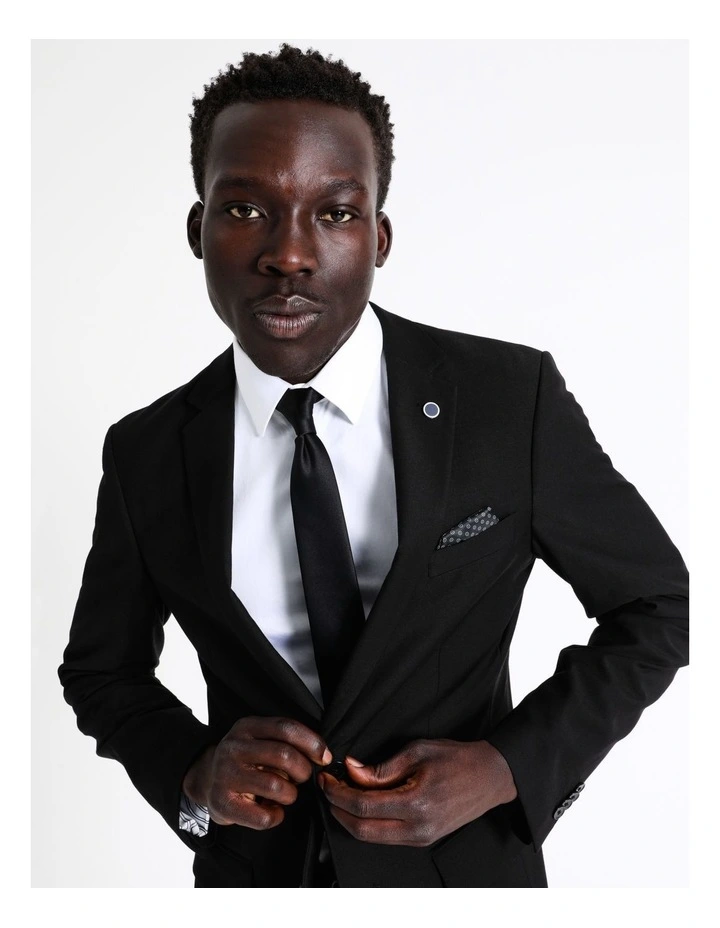 Tailored Twill Suit Jacket In Black